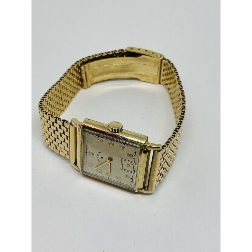 RARE LORD ELGIN SOLOD 14K wrist watch. 59.6 Grams BAND SOLID 14K GOLD 16MM BAND